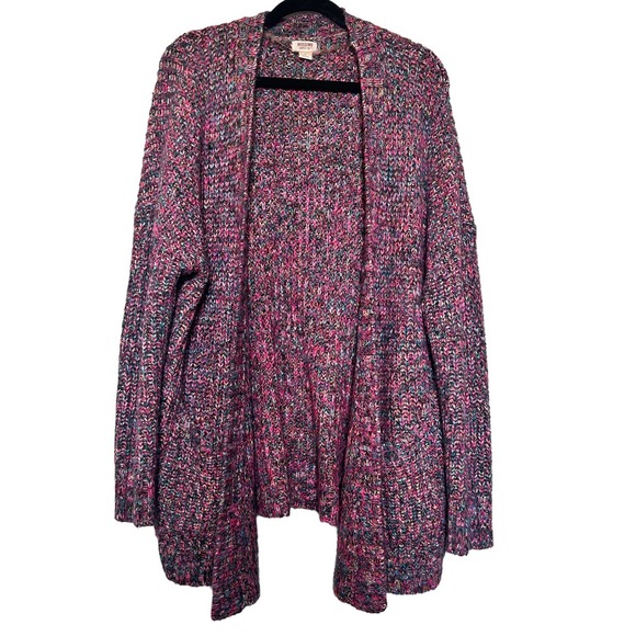 Mossimo Supply Co. Sweaters - Mossimo Target Purplish Pink Multicolor Knit Open Cardigan Cozy Warm Large